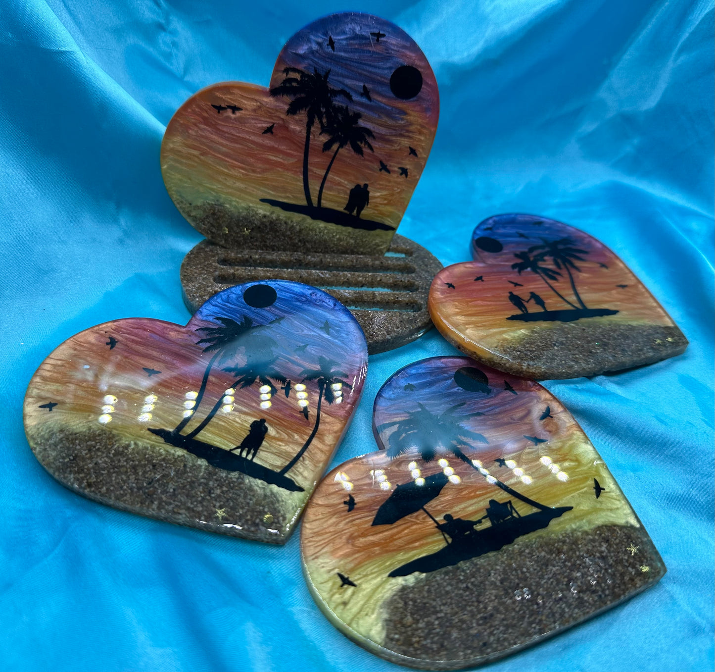 5Pcs Sunset coasters with stand