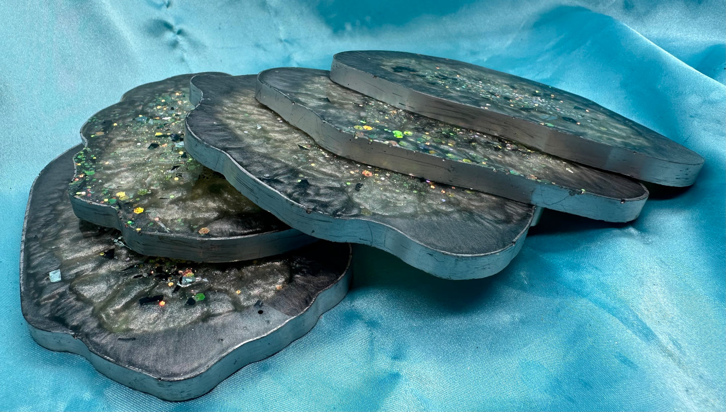 5Pcs Black Geometric Coasters