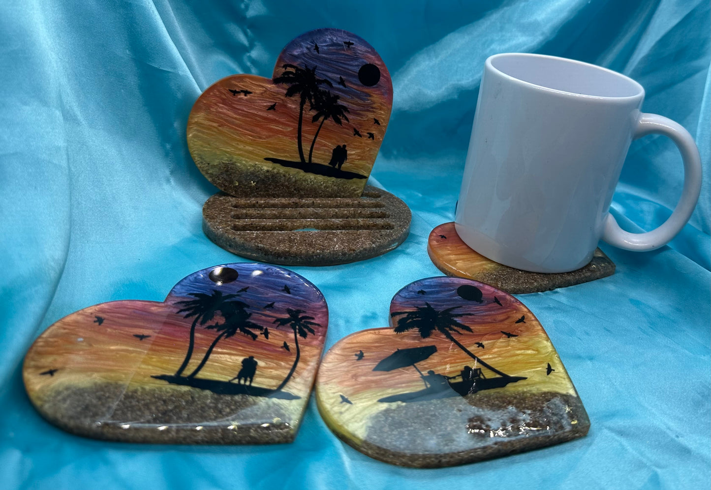 5Pcs Sunset coasters with stand