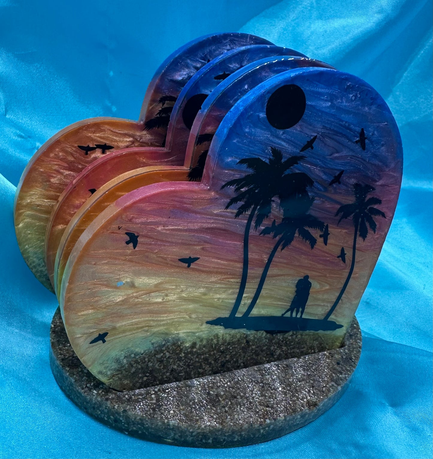5Pcs Sunset coasters with stand
