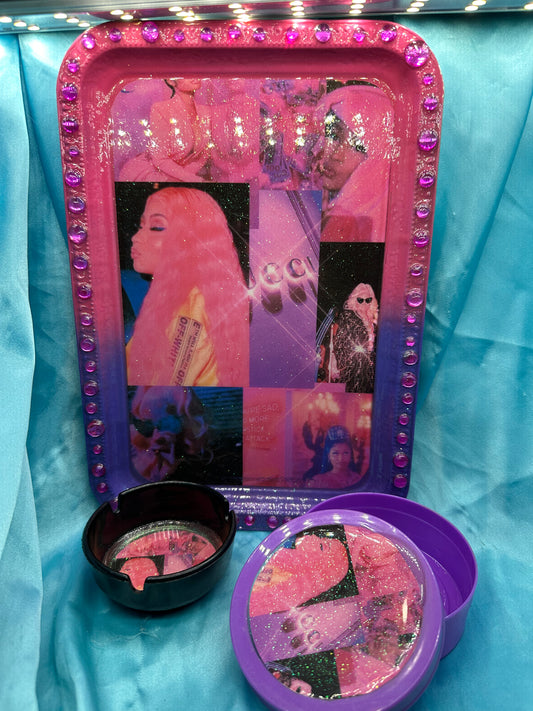 Nicki Glam Tray, Stash Jar, and Astray