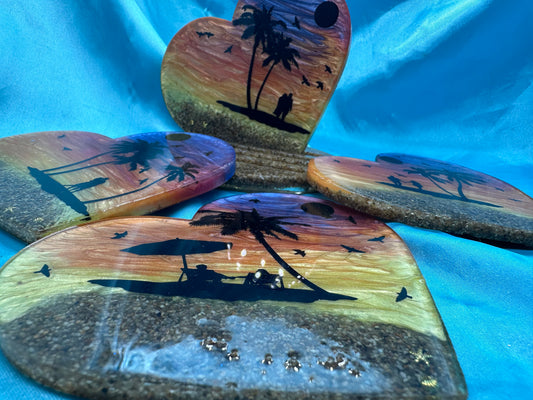 5Pcs Sunset coasters with stand